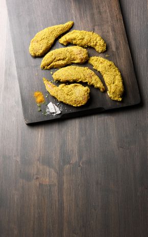 Les Aiguillettes de poulet panées sauce curry coco