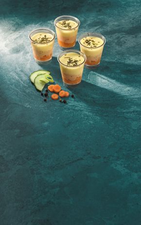 Les Verrines cabillaud et pickles de légumes