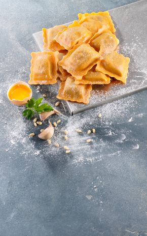 Les Ravioli légumes grillés et pignons de pin