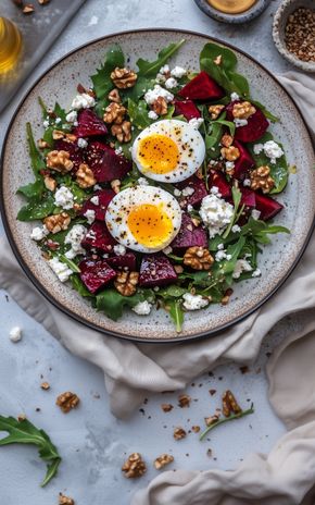 La Salade de betterave, mâche et œuf mollet