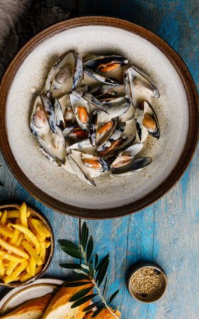 Les Moules à la crème et à l'échalotte