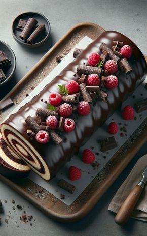 La Bûche de Noël chocolat framboise