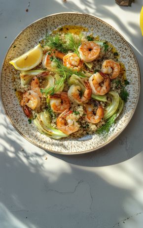 Les Gambas au fenouil rôti