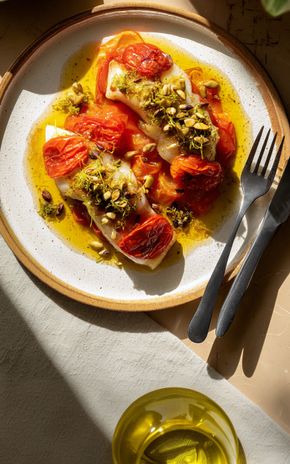 Le Cabillaud au four et tomates au gingembre