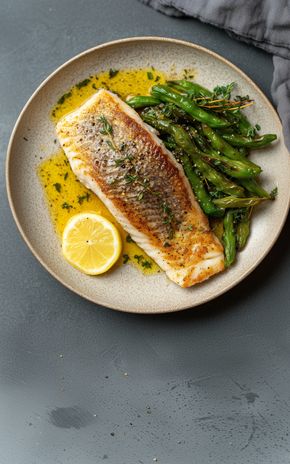 La Daurade royale rôtie et poêlée de haricots extra fins