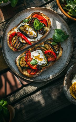 Les Tartines de ricotta aux légumes grillés