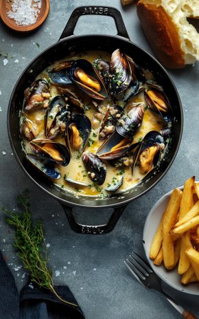 Les Moules frites au bleu d'Auvergne