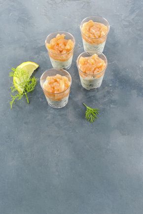 Les Verrines tartare de saumon tzatziki