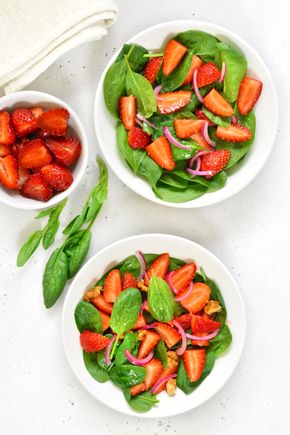 Salade printanière fraise basilic