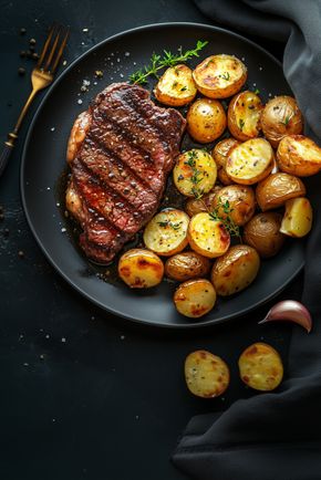 La Bavette grillée et pommes grenaille confites