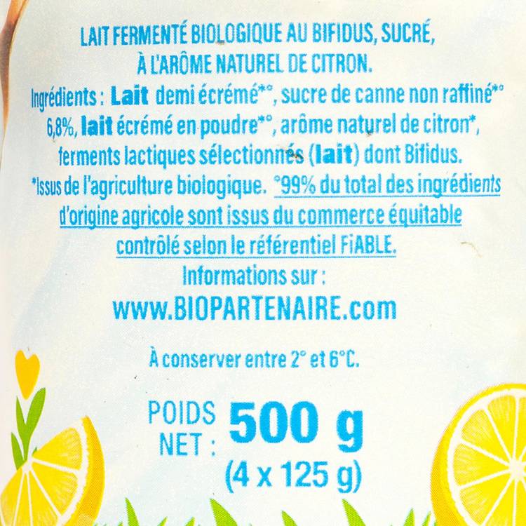 Les Yaourts bifidus saveur citron BIO - 2