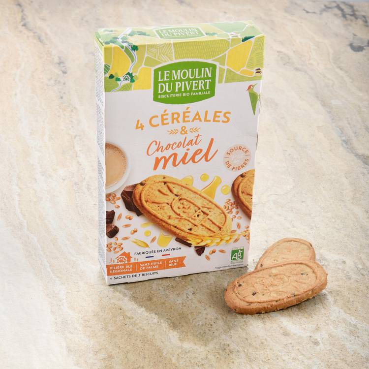Les biscuits p'tit dej céréales miel et chocolat BIO