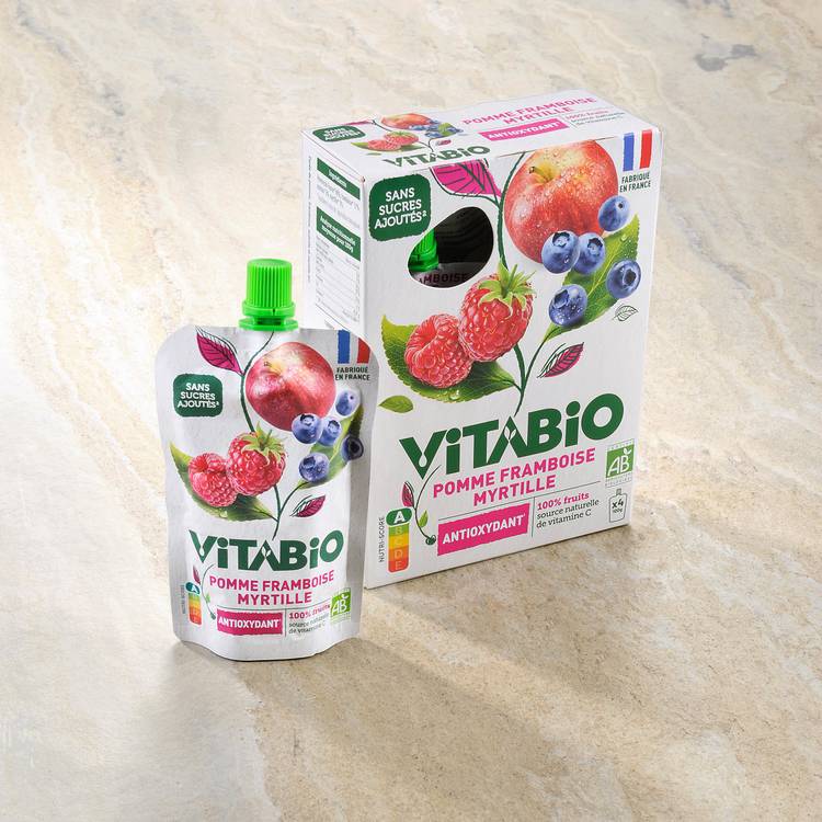 Les Compotes antioxydante pomme framboise myrtille BIO