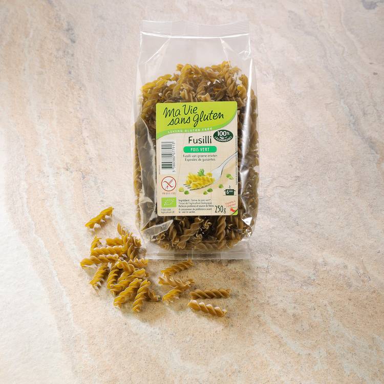 Les Fusilli de pois verts  BIO et sans gluten