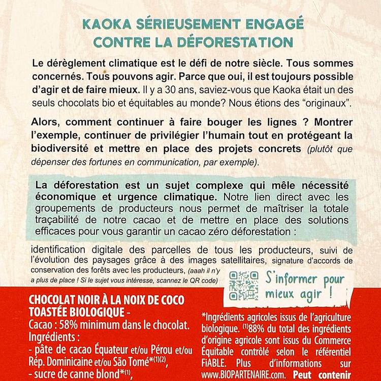 Le Chocolat noir noix de coco BIO - 3