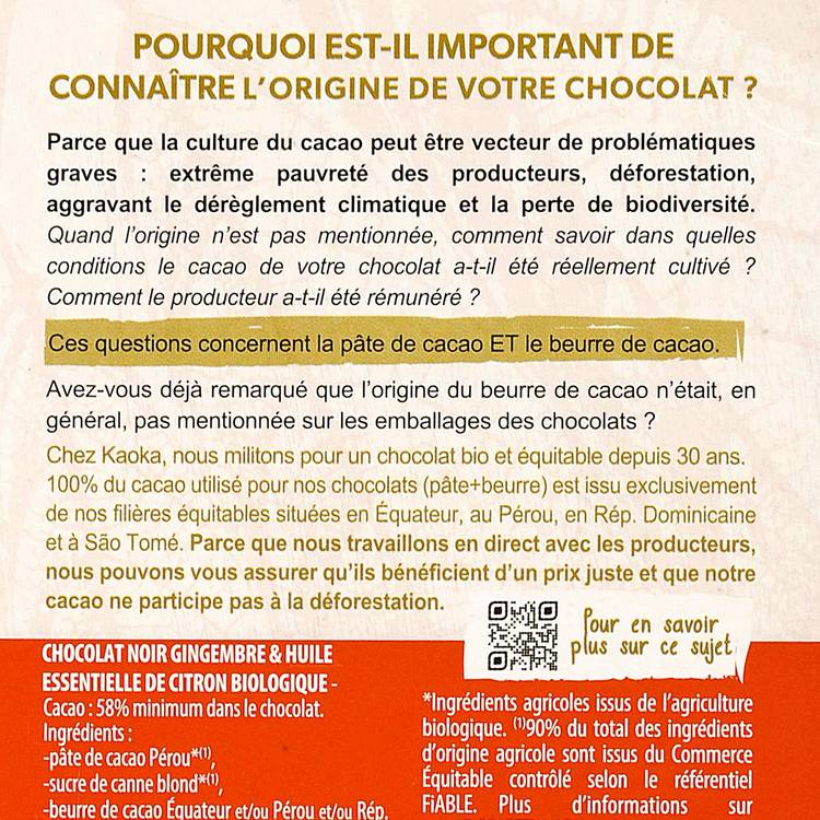 Le Chocolat noir gingembre et citron BIO - 3
