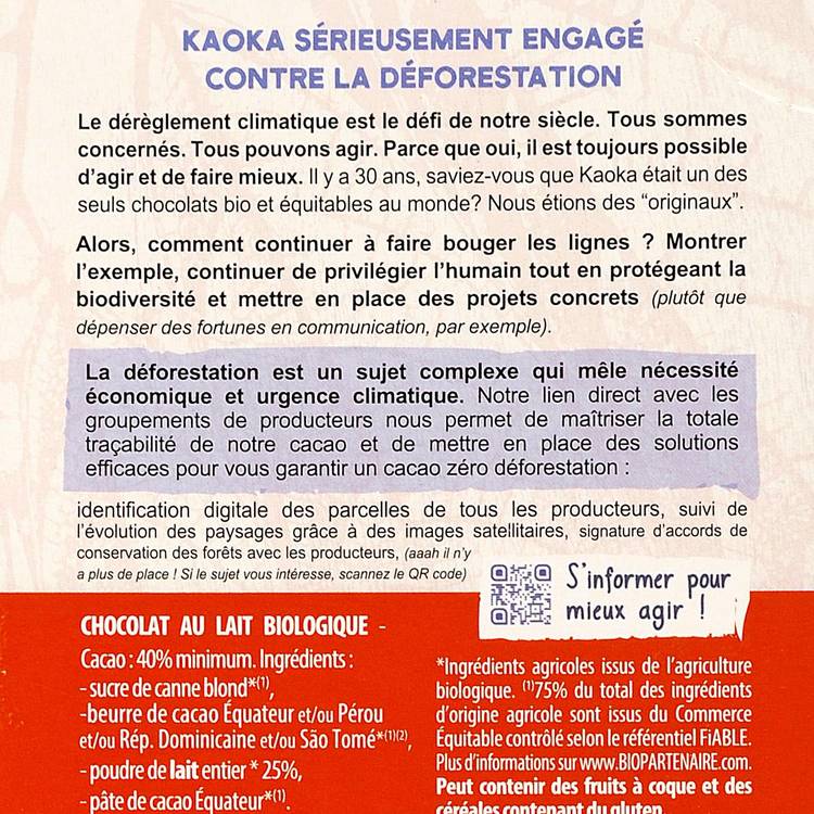 Le Chocolat au lait fondant 40% BIO - 3