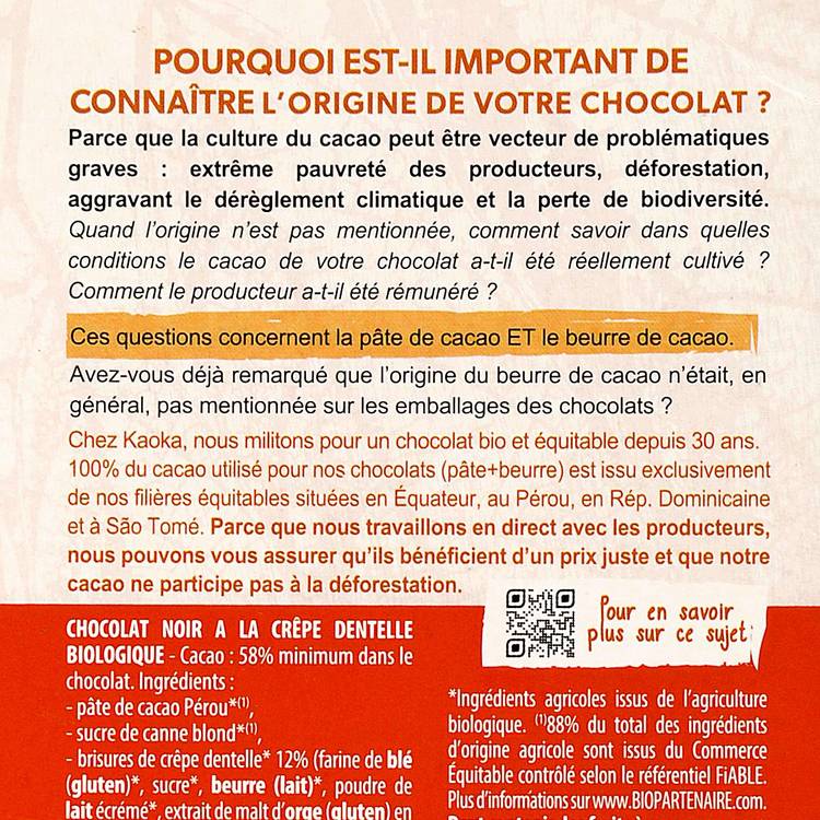 Le Chocolat noir crêpe dentelle BIO - 3