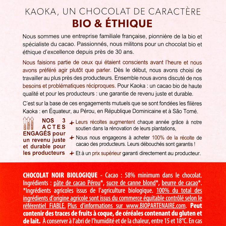 Le Chocolat noir 58% BIO - 2