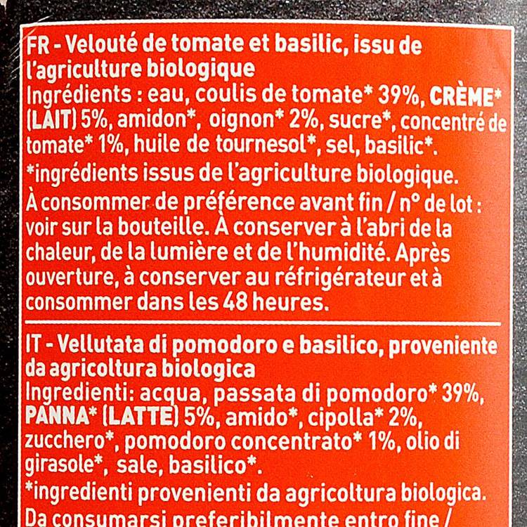 Le  Velouté de tomates et basilic BIO - 3