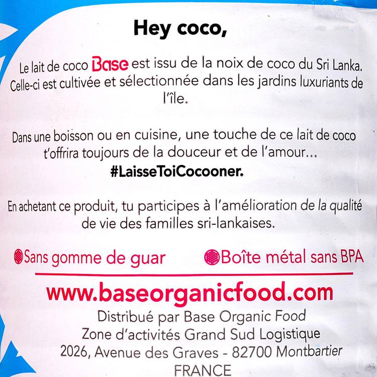 Le Lait de coco 17% BIO - 2