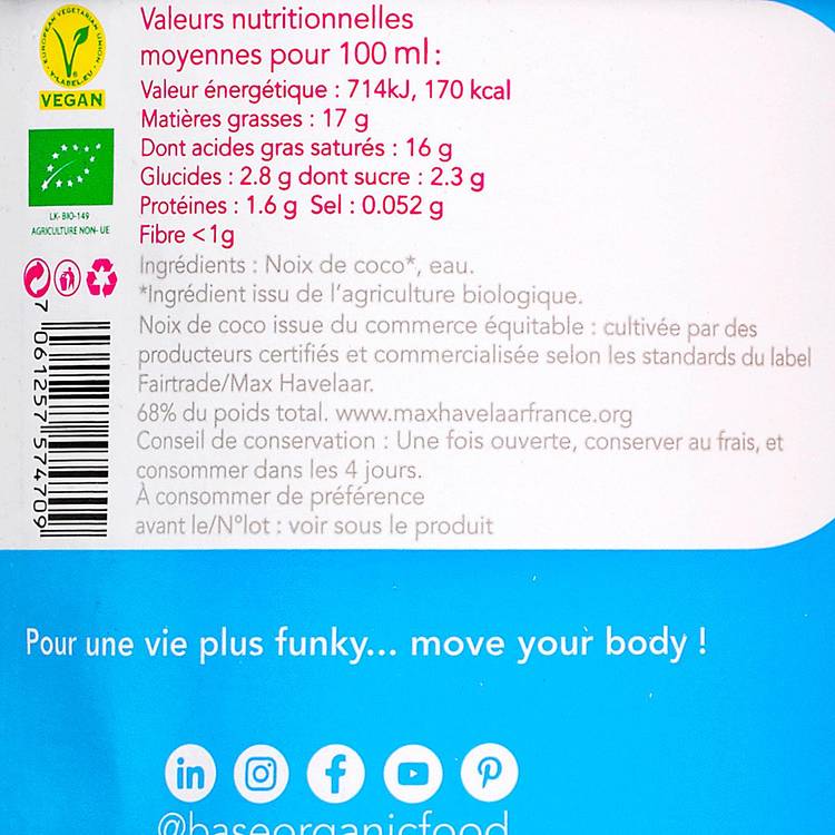 Le Lait de coco 17% BIO - 2