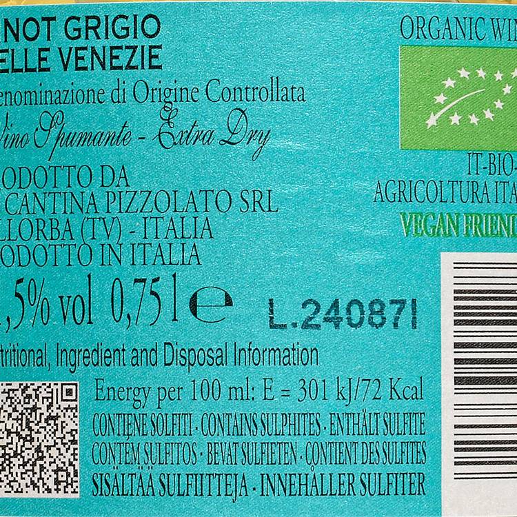 Le Pizzolato pétillant Pinot grigio AOP BIO - 2