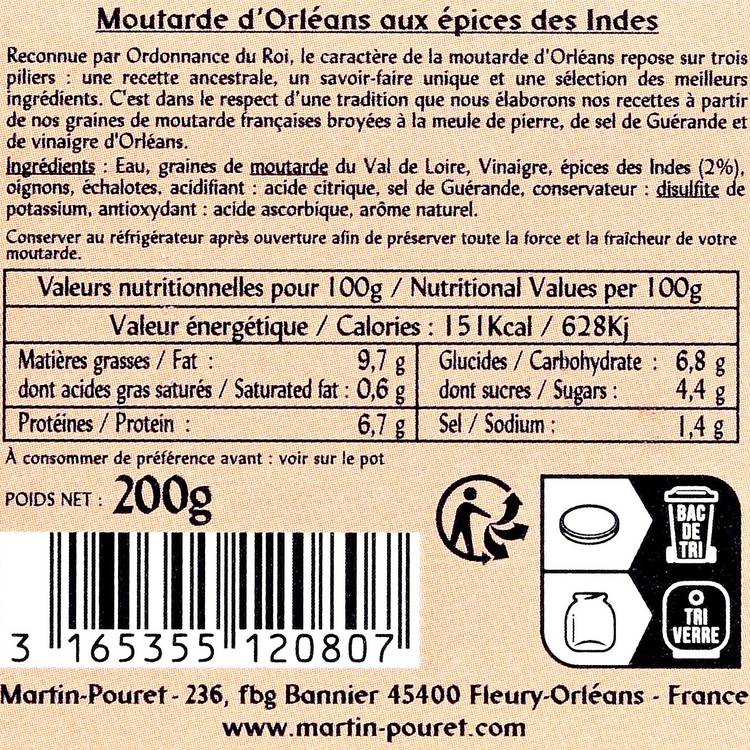 La Moutarde D'Orléans aux épices des Indes "Martin Pouret" - 2