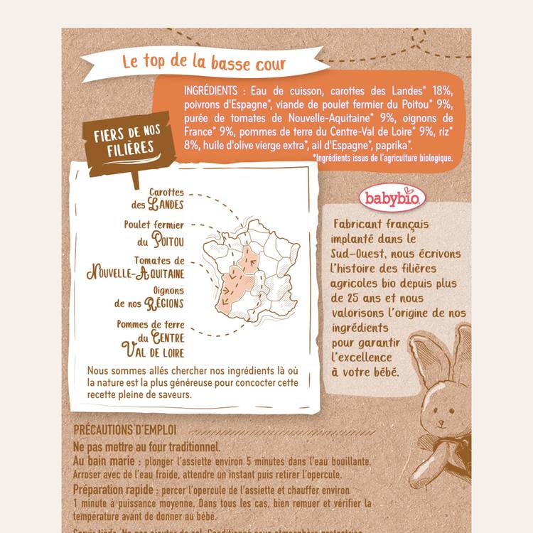 Légumes à la Basquaise & Poulet fermier de France au Paprika - dès 15 mois - 2