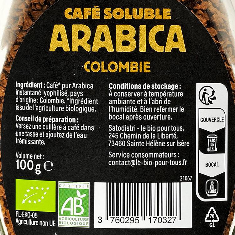 Le café soluble arabica BIO - 2