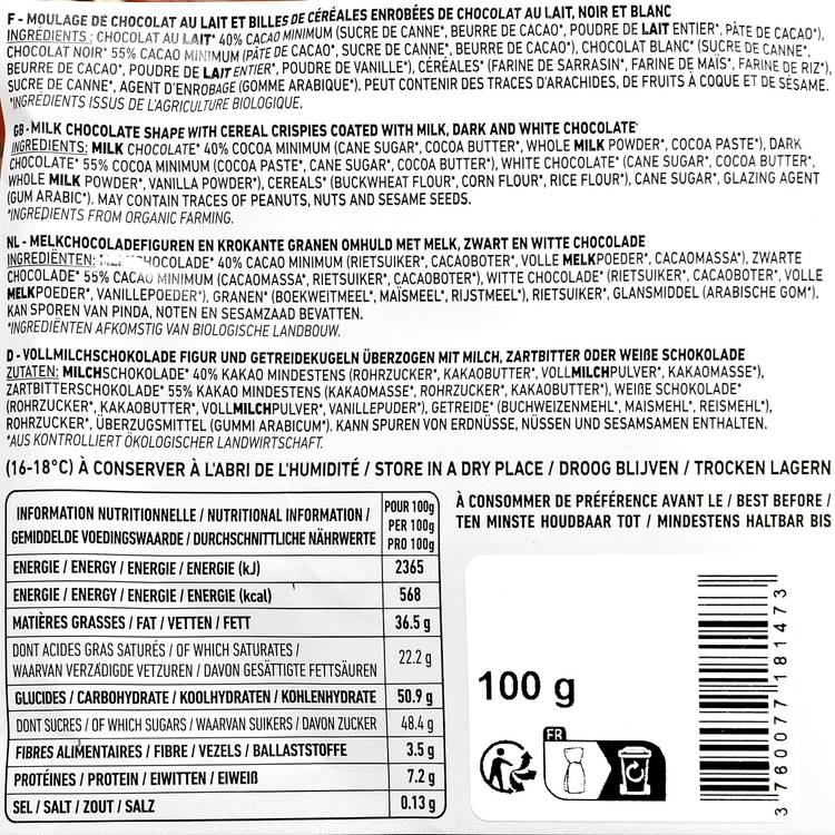 Le Dinosaure au chocolat au lait et billes crousty aux 3 chocolats BIO - 3