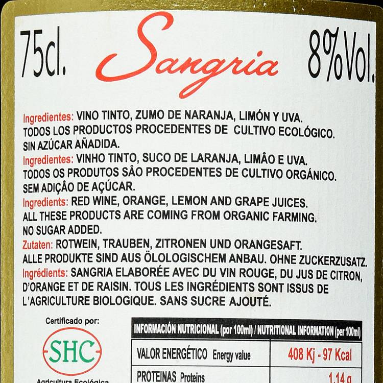 La Sangria rouge BIO  " Macatela" - 2