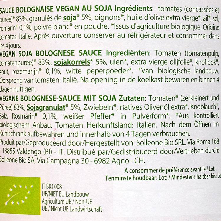 La Sauce bolognaise vegan au soja BIO - 2