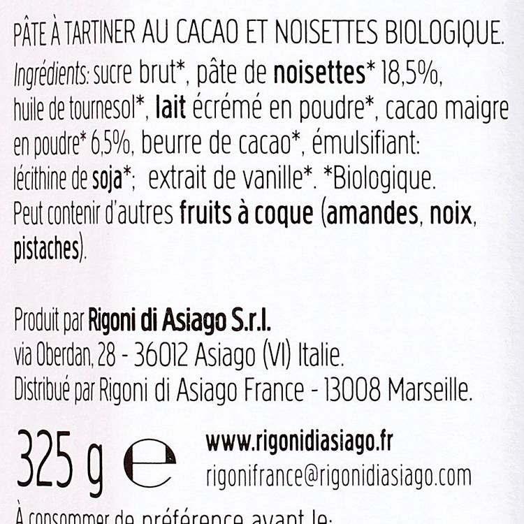 La Pâte à tartiner cacao et noisettes BIO "Nocciolata" - 3