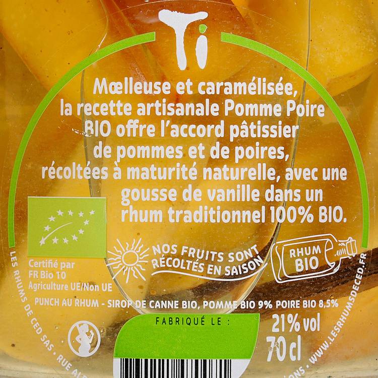 Le Punch au rhum pomme poire  et vanille BIO - 2