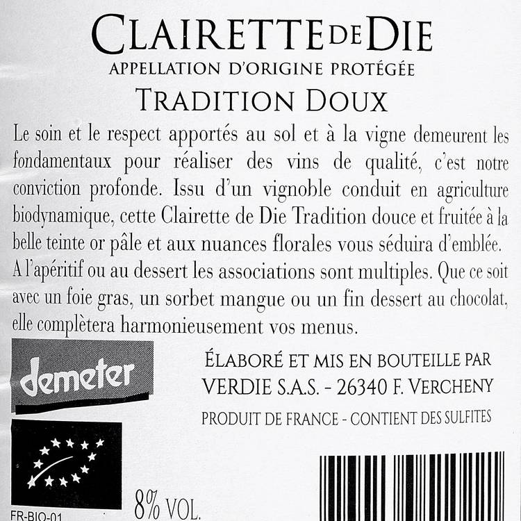 Le Vin pétillant Clairette de Die Tradition AOP BIO - 2