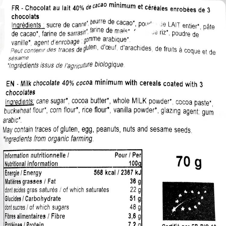 La Princesse au chocolat au lait et billes crousty aux 3 chocolats BIO - 3