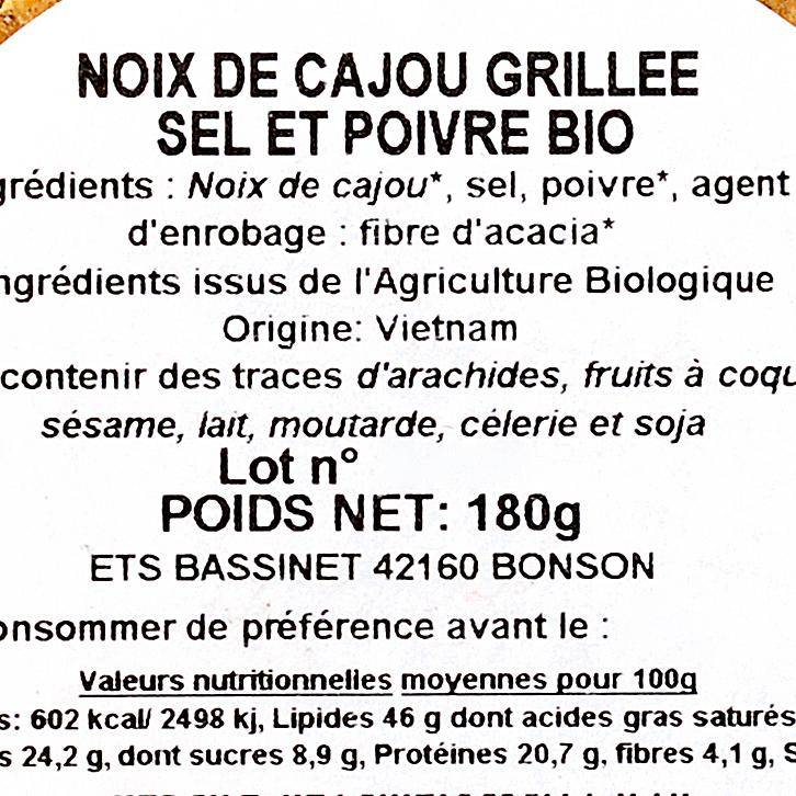 Les Noix de cajou grillées sel et poivre BIO - 2