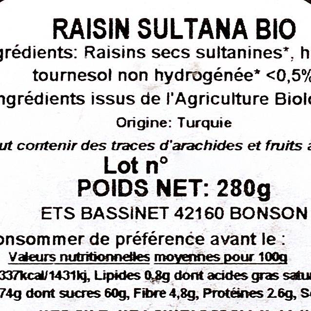 Le Raisin sec sultana BIO - 2
