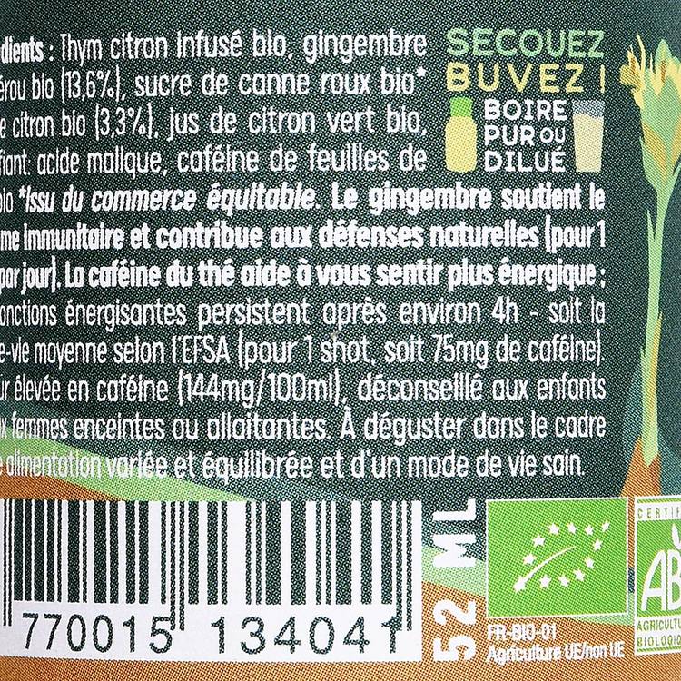 Le  Shot energy gingembre citron - 2