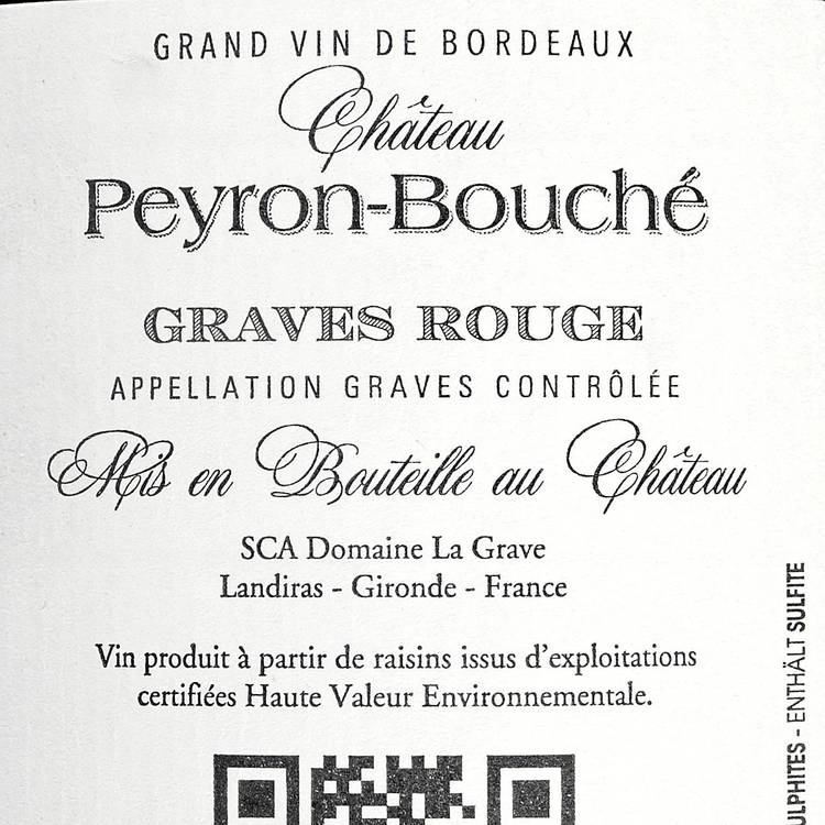 Le Vin rouge "Graves Château" Peyron-Bouché AOP et HVE - 2