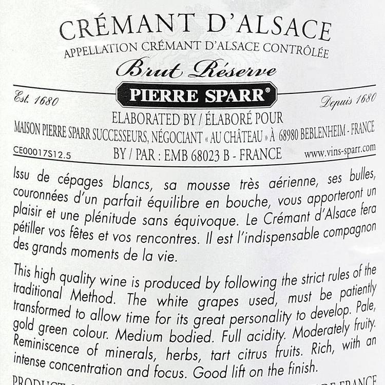 Le Crémant d'Alsace réserve brut AOC - 2