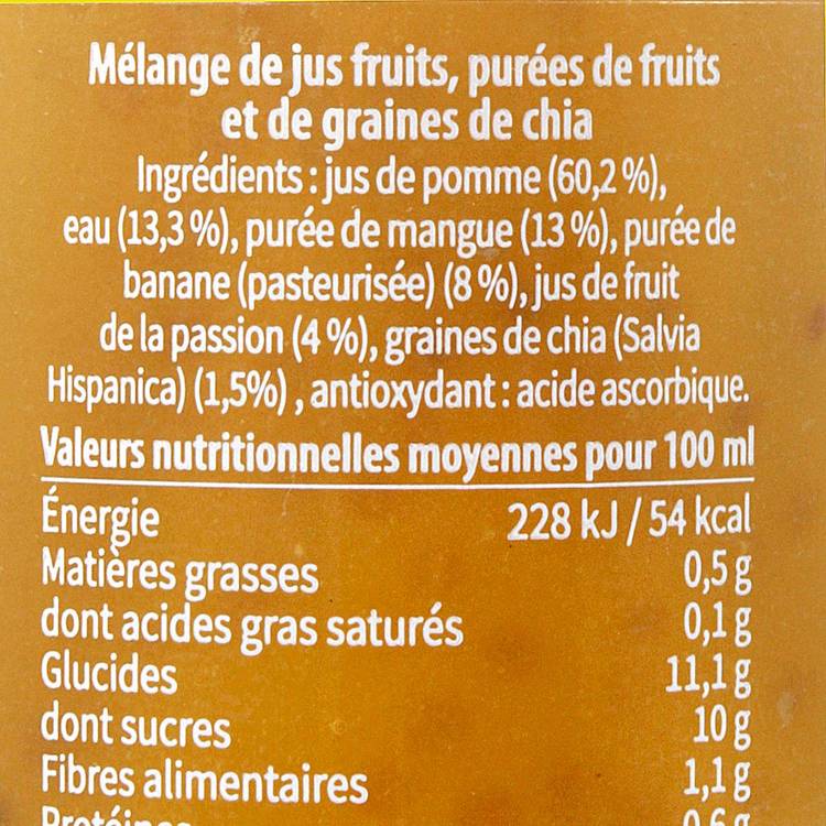 Le Pur jus pomme, mangue, chia 25 cl - 3