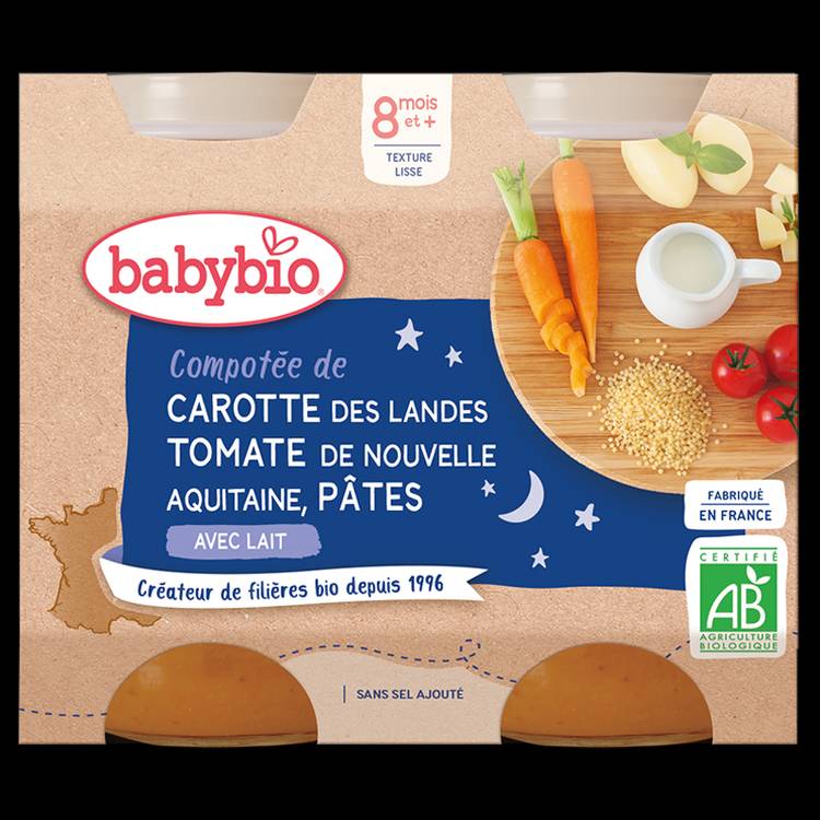 Compotée de carotte, tomate, pâtes BIO - dès 8 mois - 2