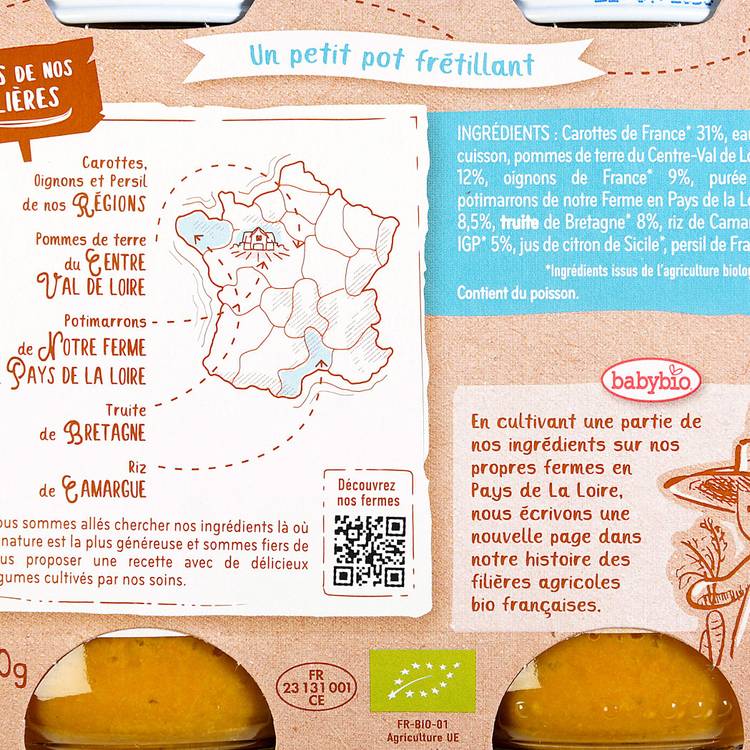 Carotte, potimarron, truite de Bretagne BIO /petits pots - 3