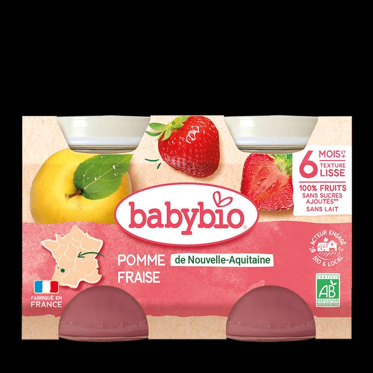 Compotes de pommes, fraises BIO - dès 6 mois - 2