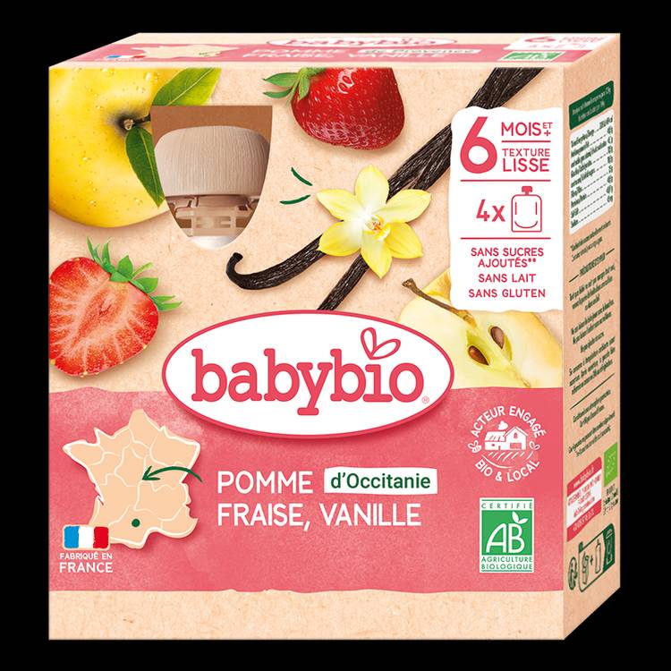 Compotes de pommes, fraises, vanille BIO - dès 6 mois - 2