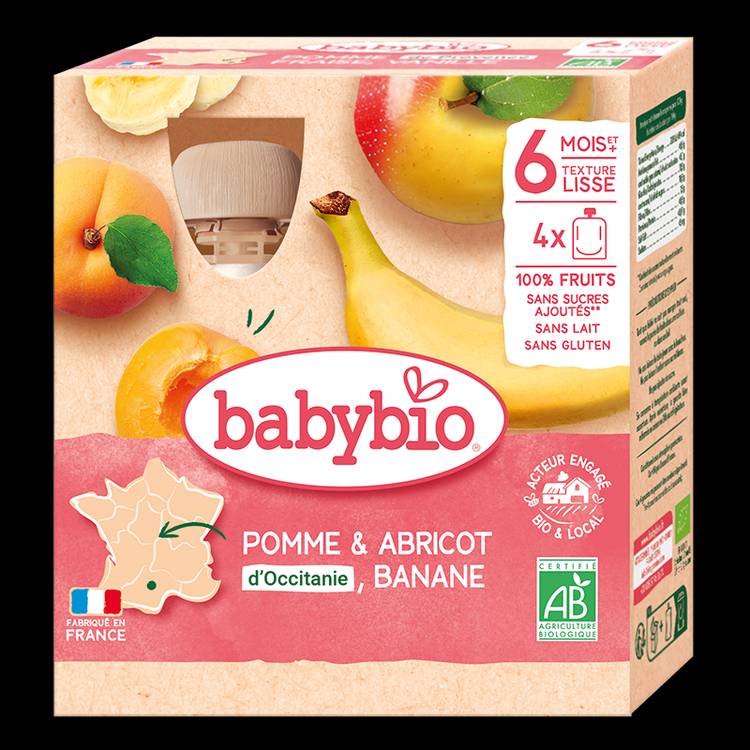 Compotes de pommes, abricots, bananes BIO - dès 6 mois - 2
