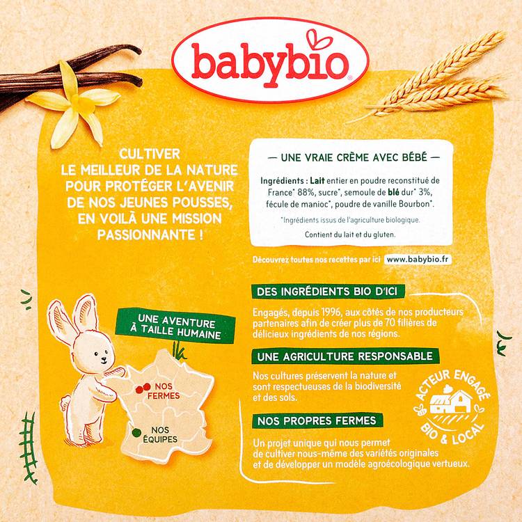 Crème Semoule au Lait de Vache français - Vanille BIO - 2