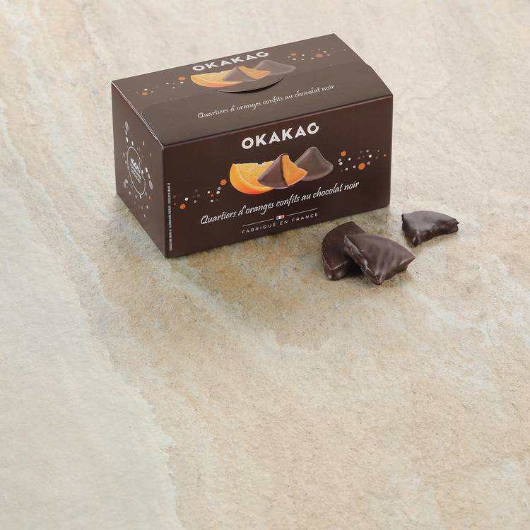 Le Quart d'orange confits enrobés   de chocolat noir